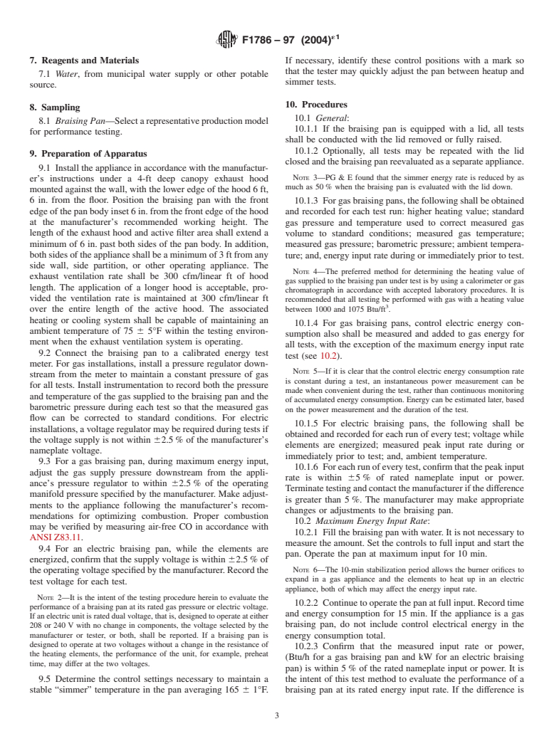 ASTM F1786-97(2004)e1 - Standard Test Method for Performance of Braising Pans