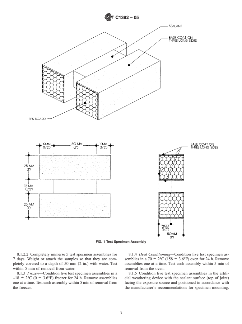 ASTM C1382-05 - Test Method for Determining Tensile Adhesion Properties of Sealants When Used in Exterior Insulation and Finish Systems (EIFS) Joints