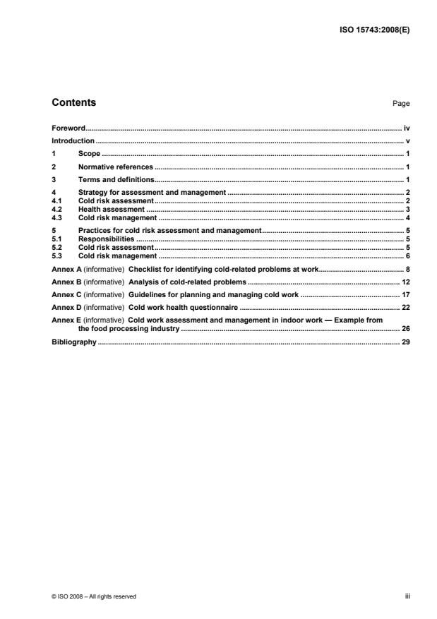 ISO 15743:2008 - Ergonomics of the thermal environment -- Cold workplaces -- Risk assessment and management