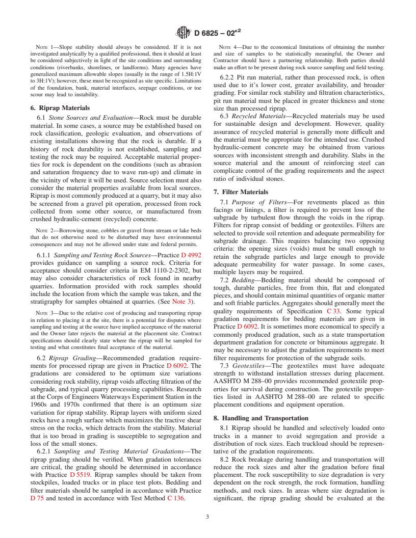 ASTM D6825-02e2 - Standard Guide for Placement of Riprap Revetments