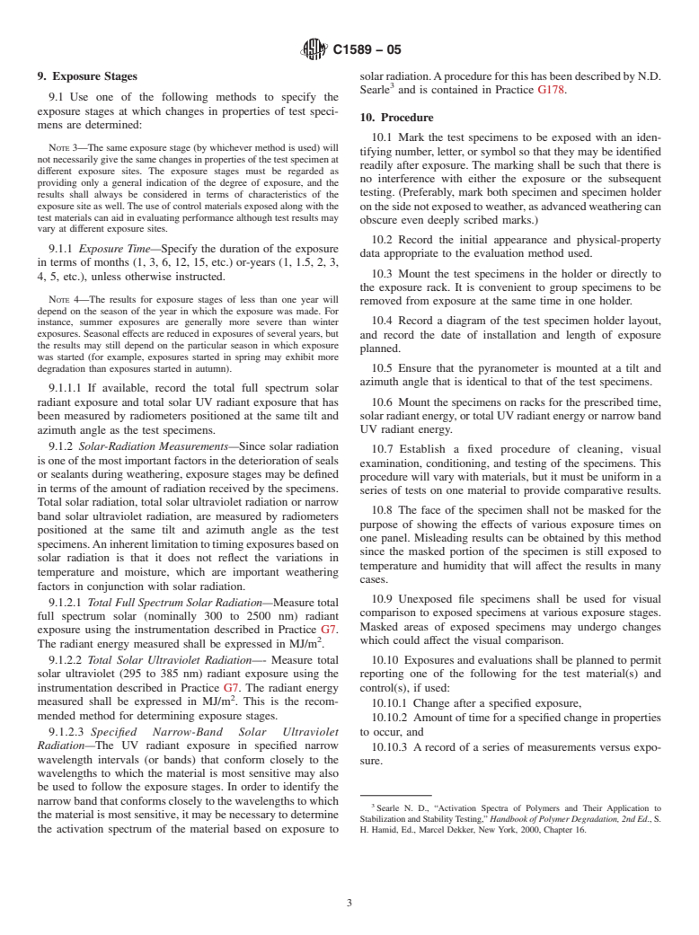 ASTM C1589-05 - Standard Practice for Outdoor Weathering of Construction Seals and Sealants