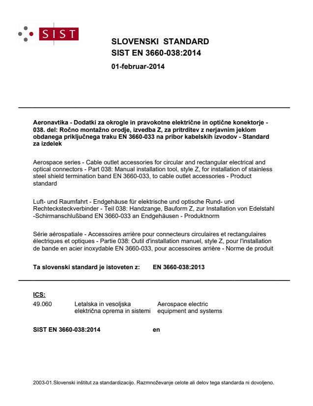 EN 3660-038:2013 EN 3660-038:2014 - Page 1 preview