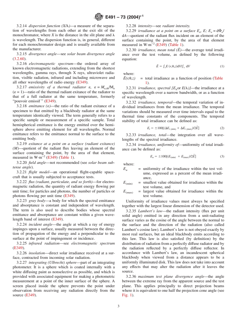 ASTM E491-73(2004)e1 - Standard Practice for Solar Simulation for Thermal Balance Testing of Spacecraft