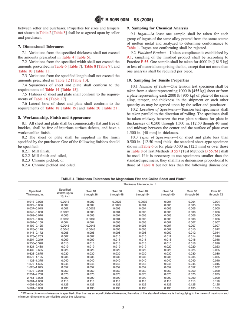 ASTM B90/B90M-98(2005) - Standard Specification for Magnesium-Alloy Sheet and Plate