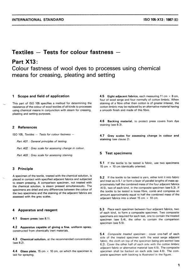 ISO 105-X13:1987 - Textiles -- Tests for colour fastness