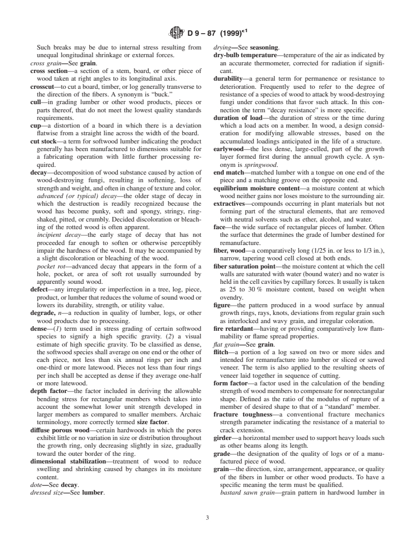 ASTM D9-87(1999)e1 - Standard Terminology Relating to Wood