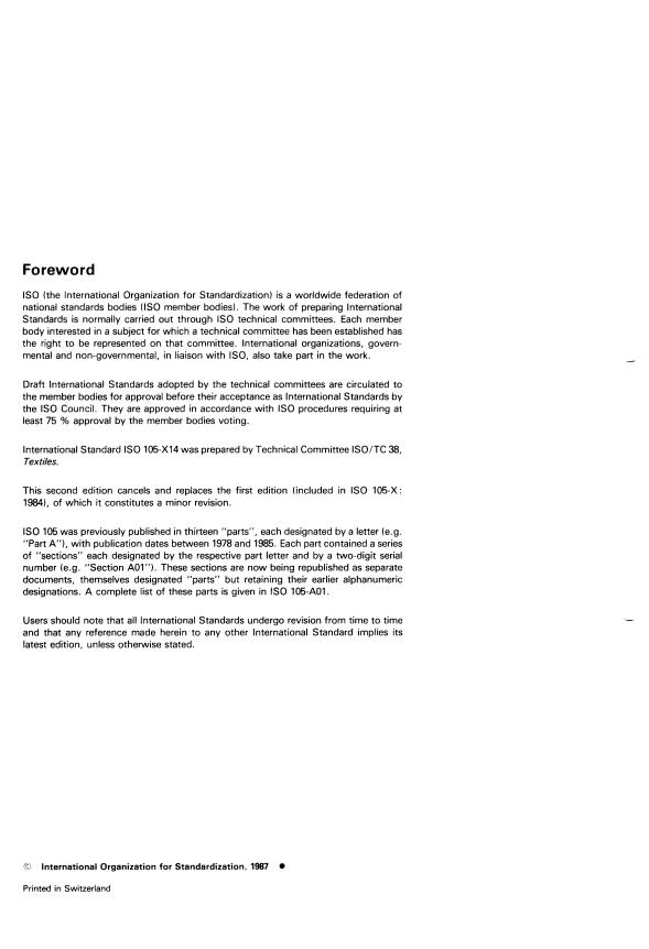 ISO 105-X14:1987 ISO 105-X14:1987 - Textiles -- Tests for colour fastness - Page 2 preview