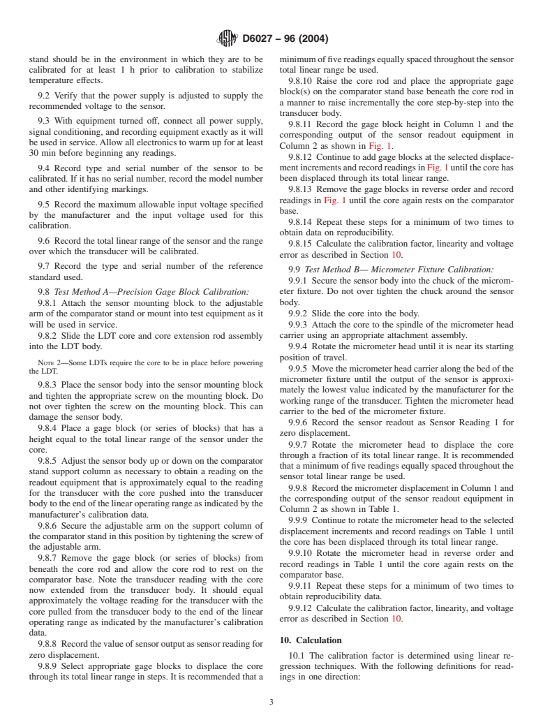 ASTM D6027-96(2004) - Standard Test Method for Calibrating Linear Displacement Transducers for Geotechnical Purposes (Withdrawn 2013)