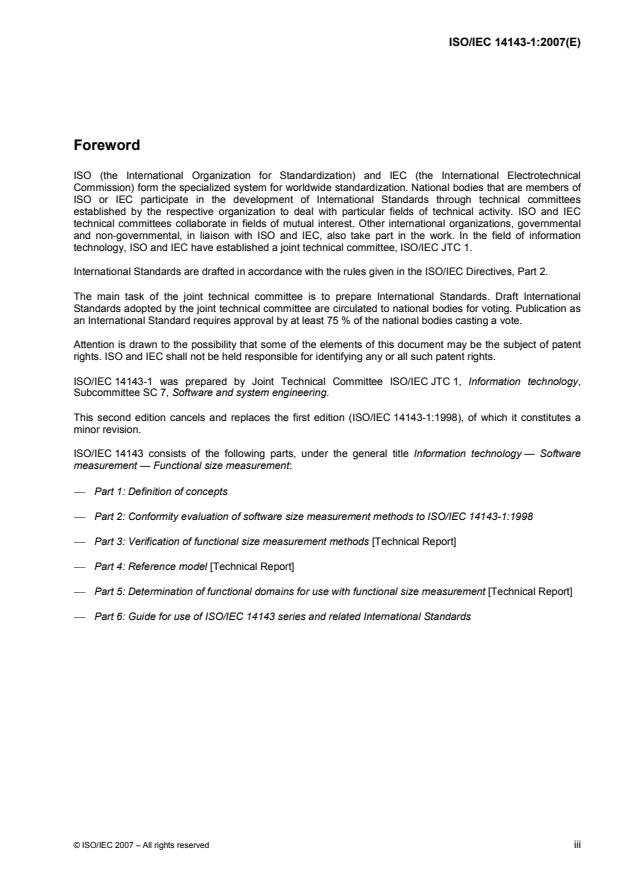 ISO/IEC 14143-1:2007 ISO/IEC 14143-1:2007 - Information technology -- Software measurement -- Functional size measurement - Page 3 preview