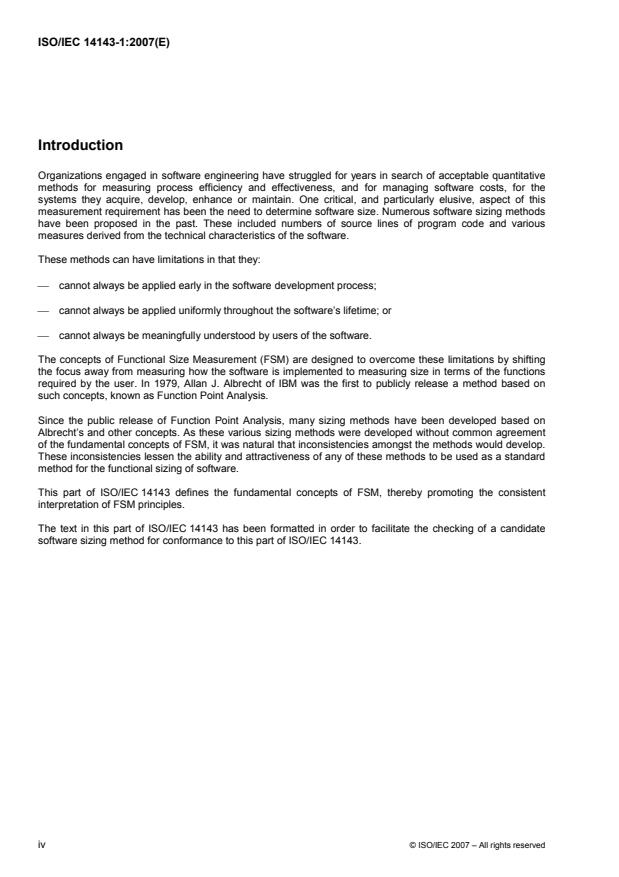 ISO/IEC 14143-1:2007 ISO/IEC 14143-1:2007 - Information technology -- Software measurement -- Functional size measurement - Page 4 preview