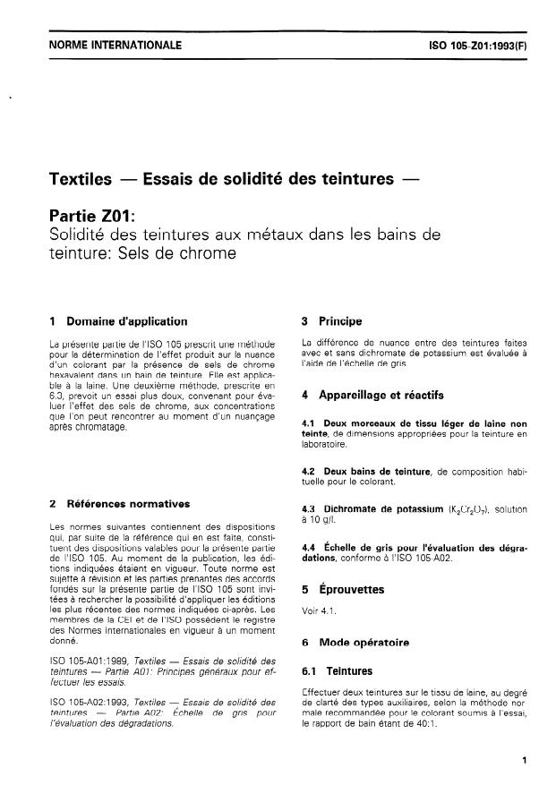 ISO 105-Z01:1993 - Textiles -- Essais de solidité des teintures