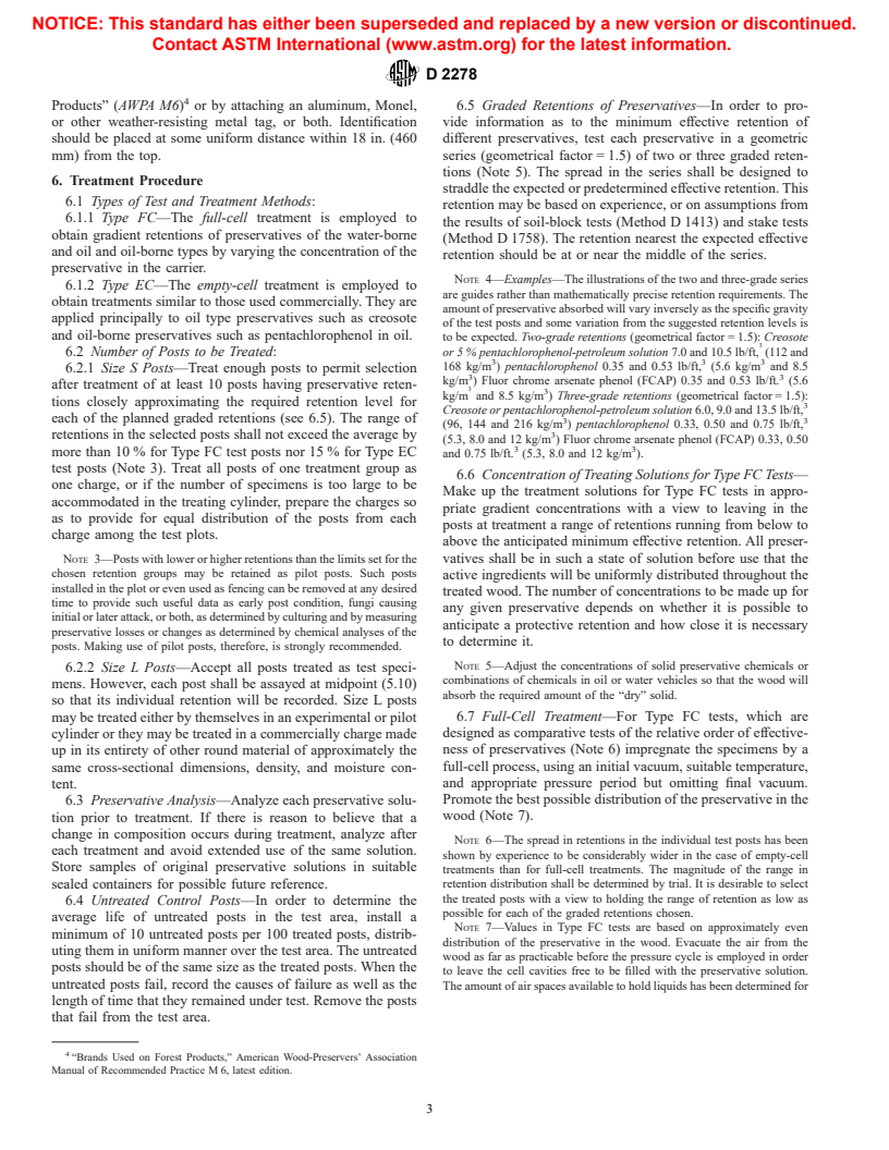 ASTM D2278-66(1994)e1 - Standard Test Method for Field Evaluation of Wood Preservatives in Round Post-Size Specimens