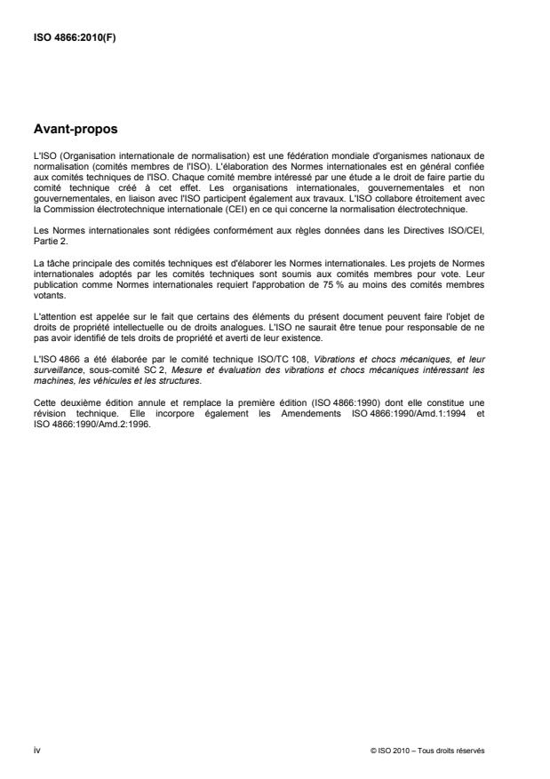 ISO 4866:2010 ISO 4866:2010 - Vibrations et chocs mécaniques -- Vibrations des structures fixes -- Lignes directrices pour le mesurage des vibrations et l'évaluation de leurs effets sur les structures - Page 4 preview