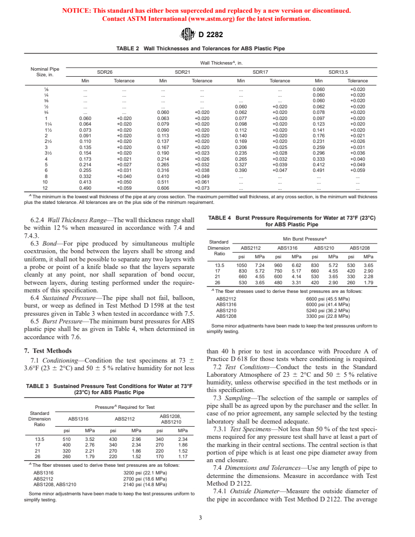 ASTM D2282-99 - Standard Specification for Acrylonitrile-Butadiene-Styrene (ABS) Plastic Pipe (SDR-PR)