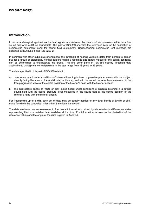 ISO 389-7:2005 ISO 389-7:2005 - Acoustics -- Reference zero for the calibration of audiometric equipment - Page 4 preview