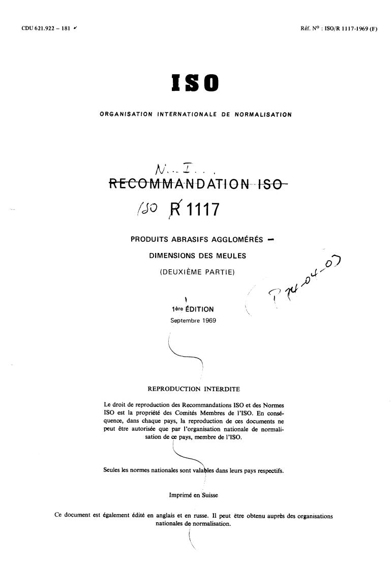 ISO/R 1117:1969 ISO/R 1117:1969 - Title missing - Legacy paper document
Released:1/1/1969 - Page 1 preview