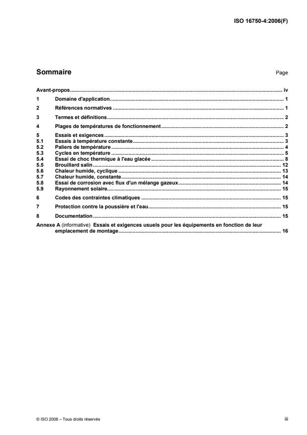 ISO 16750-4:2006 - Véhicules routiers -- Spécifications d'environnement et essais de l'équipement électrique et électronique