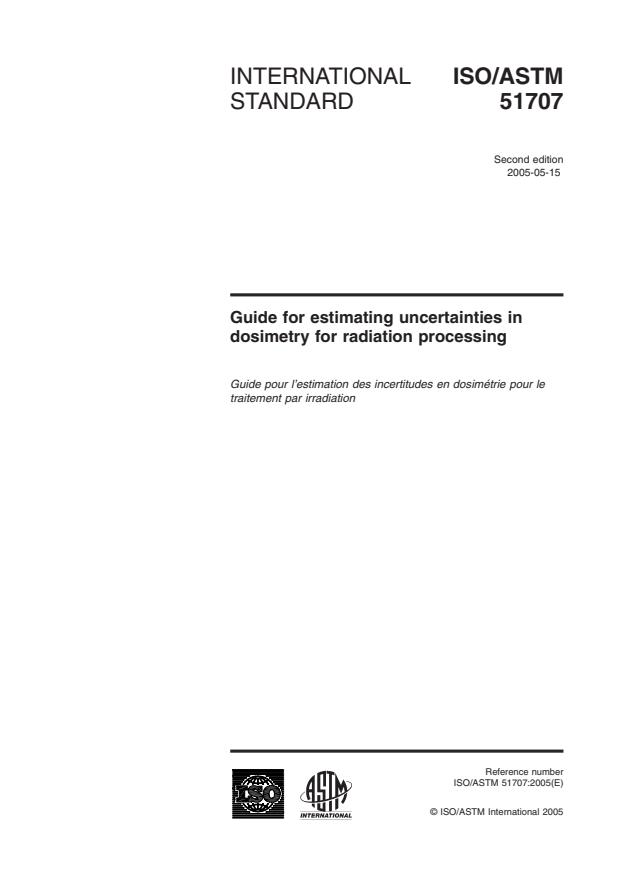 ISO/ASTM 51707:2005 - Guide for estimating uncertainties in dosimetry for radiation processing