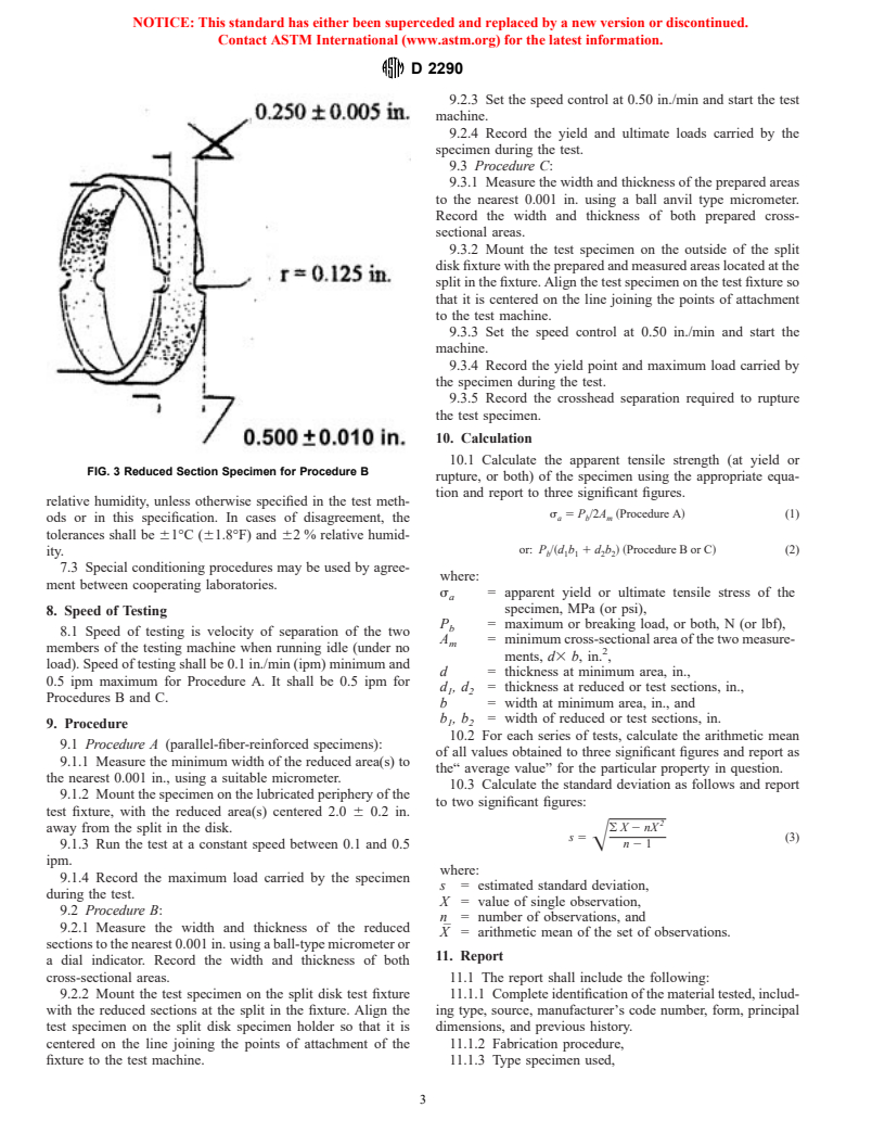 ASTM D2290-00 - Standard Test Method for Apparent Hoop Tensile Strength of Plastic or Reinforced Plastic Pipe by Split Disk Method