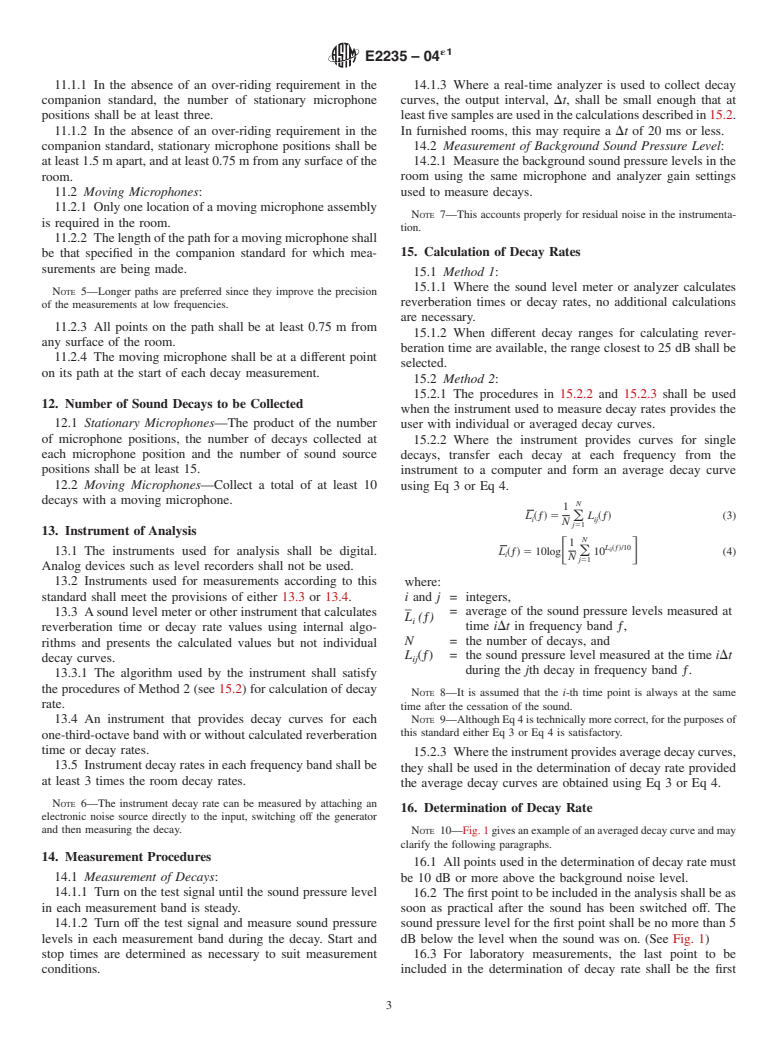 ASTM E2235-04e1 - Standard Test Method for Determination of Decay Rates for Use in Sound Insulation Test Methods