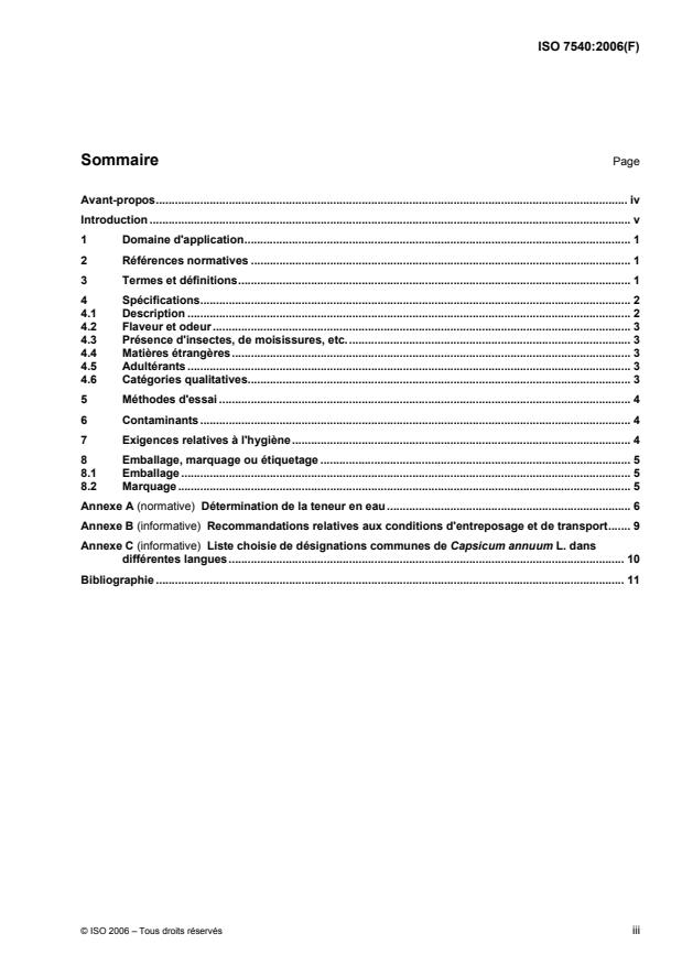 ISO 7540:2006 - Paprika (Capsicum annuum L.) en poudre -- Spécifications