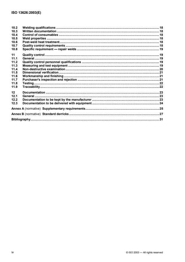 ISO 13626:2003 ISO 13626:2003 - Petroleum and natural gas industries -- Drilling and production equipment -- Drilling and well-servicing structures - Page 4 preview
