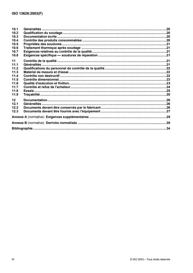 ISO 13626:2003 ISO 13626:2003 - Industries du pétrole et du gaz naturel -- Équipement de forage et de production -- Structures de forage et d'entretien des puits - Page 4 preview
