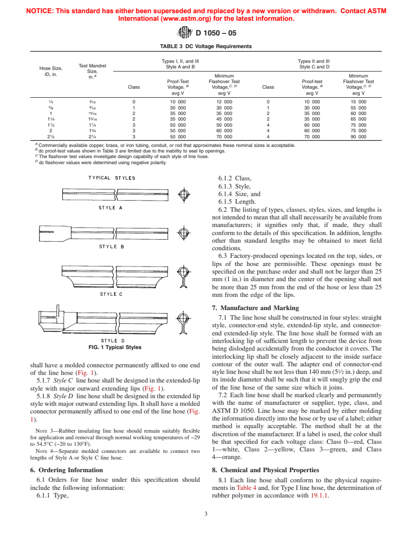 ASTM D1050-05 - Standard Specification for Rubber Insulating Line Hose