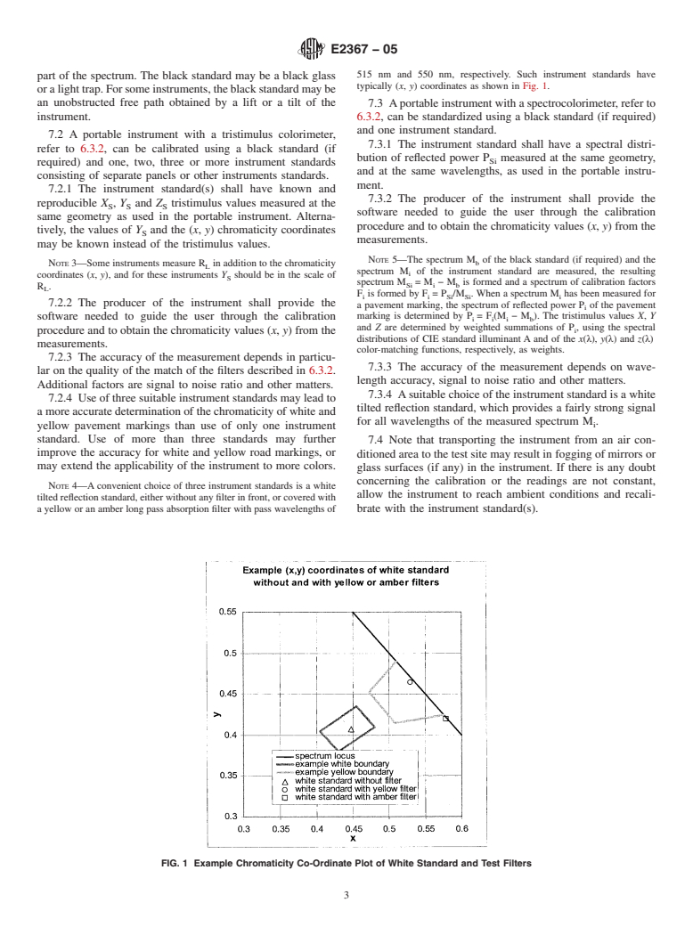 ASTM E2367-05 - Standard Test Method for Measurement of Nighttime Chromaticity of Pavement Marking Materials Using a Portable Retroreflection Colorimeter