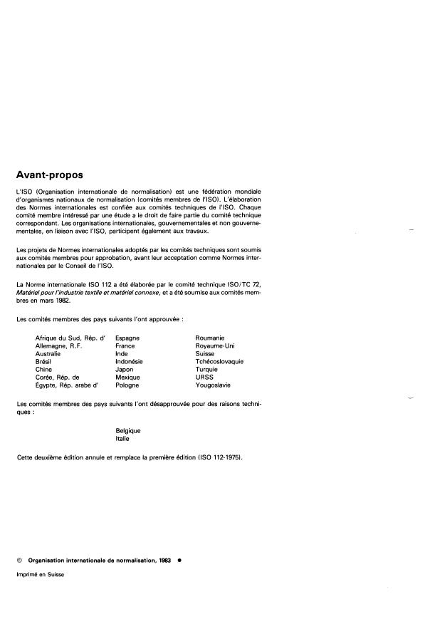 ISO 112:1983 ISO 112:1983 - Matériel pour l'industrie textile -- Cônes pour bobinage croisé -- Demi-angle du cône 3 degrés 30' - Page 2 preview