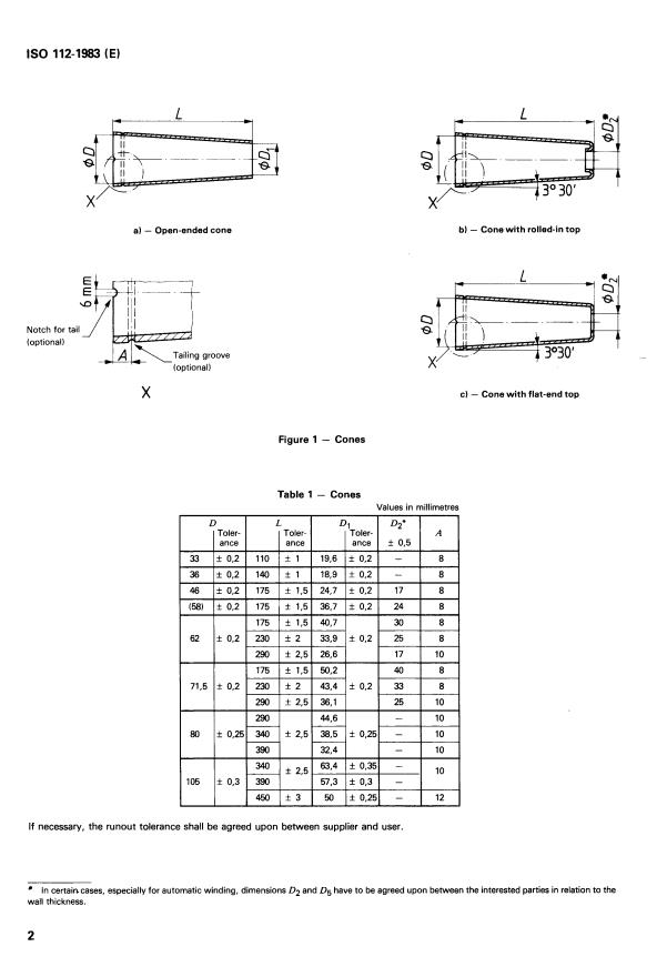 ISO 112:1983 ISO 112:1983 - Textile machinery and accessories -- Cones for yarn winding (cross wound) -- Half angle of the cone 3 degrees 30' - Page 4 preview