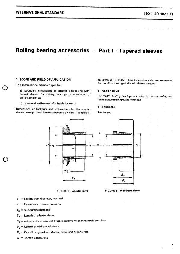 ISO 113-1:1979 - Rolling bearing accessories