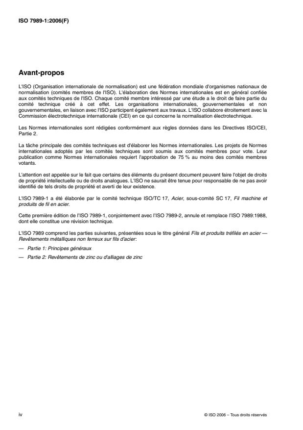 ISO 7989-1:2006 ISO 7989-1:2006 - Fils et produits tréfilés en acier -- Revetements métalliques non ferreux sur fils d'acier - Page 4 preview