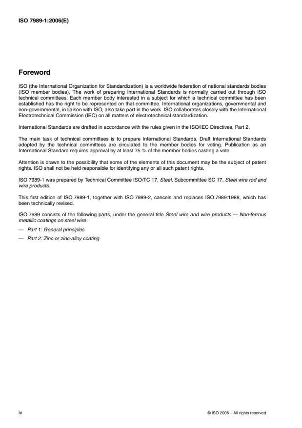 ISO 7989-1:2006 ISO 7989-1:2006 - Steel wire and wire products -- Non-ferrous metallic coatings on steel wire - Page 4 preview