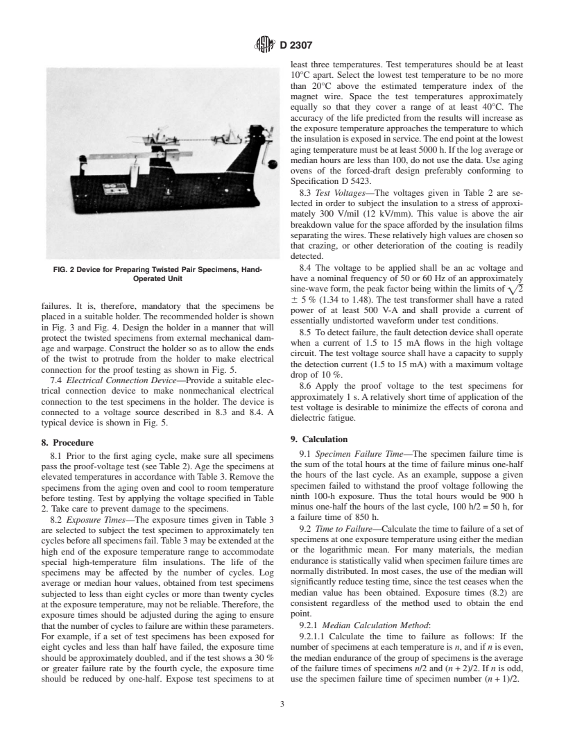 ASTM D2307-01 - Standard Test Method for Thermal Endurance of Film-Insulated Round Magnet Wire