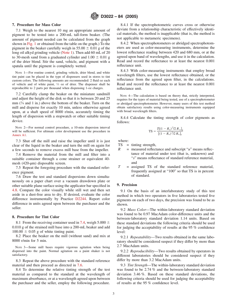 ASTM D3022-84(2005) - Standard Test Method for Color and Strength of Color Pigments by Use of a Miniature Sandmill