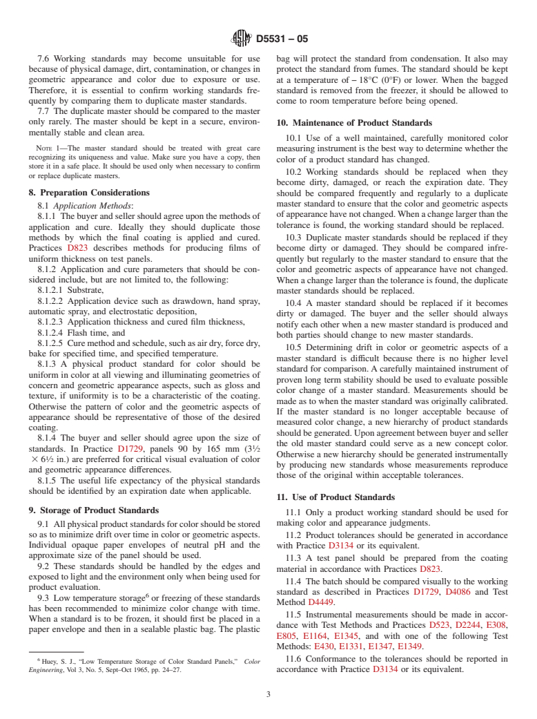 ASTM D5531-05 - Standard Guide for Preparation, Maintenance, and Distribution of Physical Product Standards for Color and Geometric Appearance of Coatings