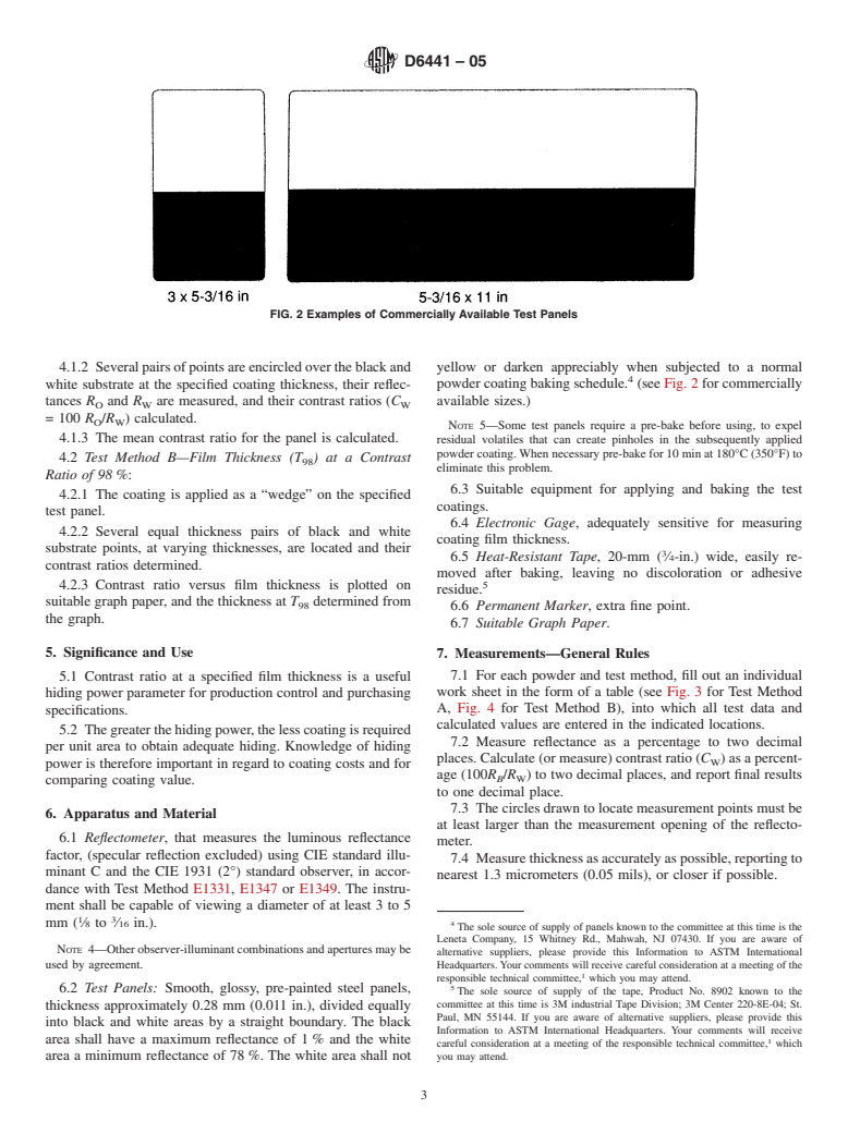 ASTM D6441-05 - Standard Test Methods for Measuring the Hiding Power of Powder Coatings