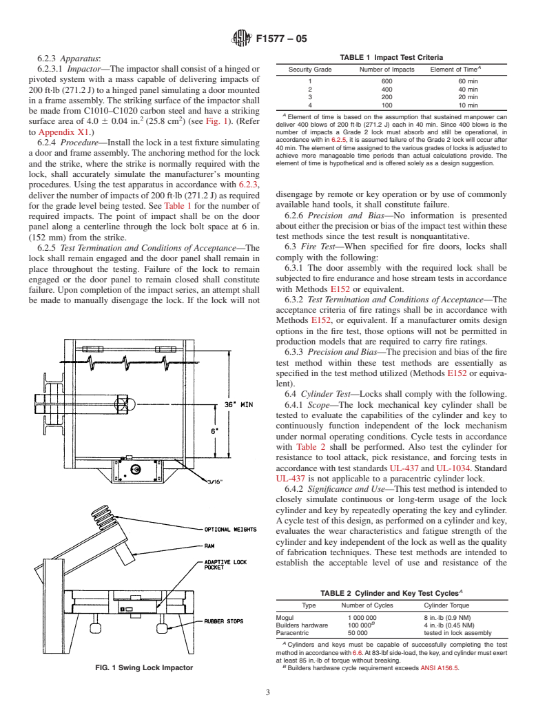 ASTM F1577-05 - Standard Test Methods for Detention Locks for Swinging Doors