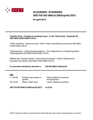 EN ISO 9902-6:2002/oprA2:2013