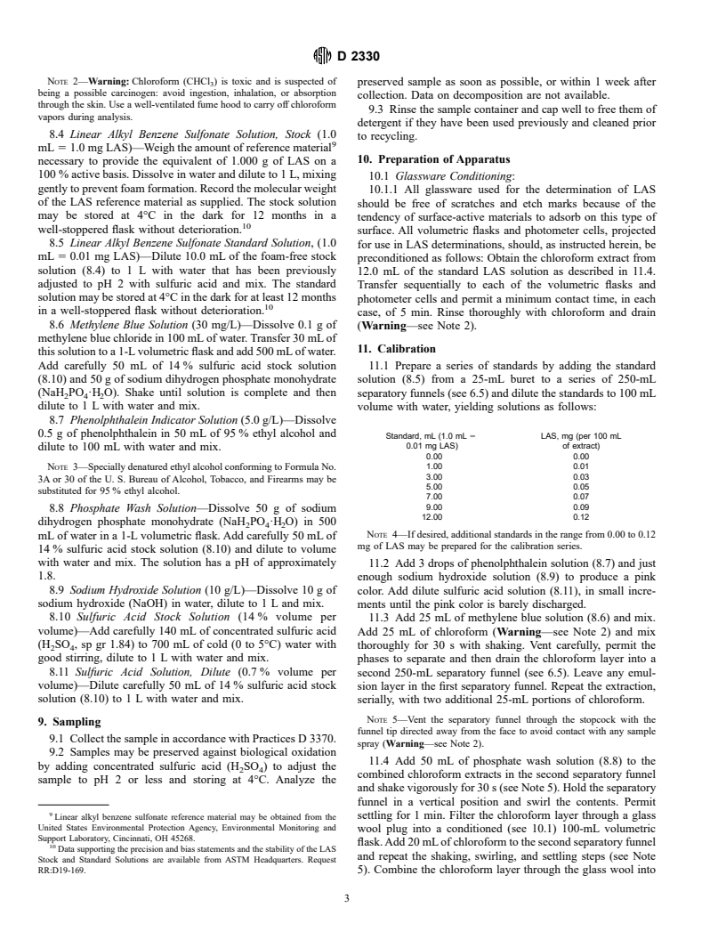 ASTM D2330-88(1995)e1 - Standard Test Method for Methylene Blue Active Substances