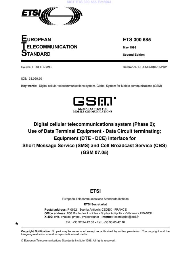 ETS 300 585 E2:2003