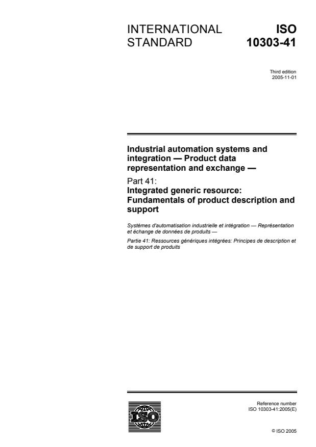 ISO 10303-41:2005 - Industrial automation systems and integration -- Product data representation and exchange