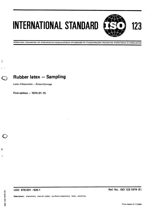 ISO 123:1974 - Rubber latex -- Sampling
