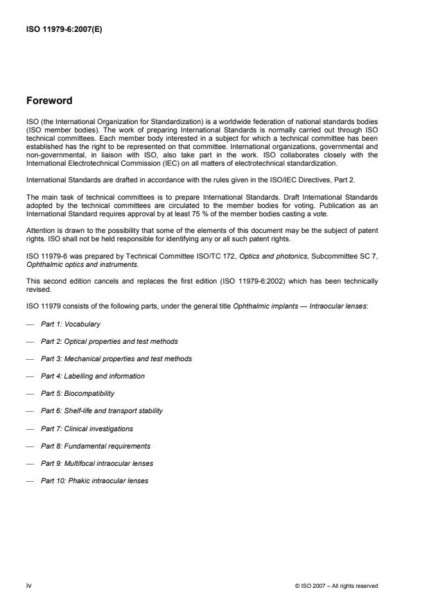 ISO 11979-6:2007 ISO 11979-6:2007 - Ophthalmic implants -- Intraocular lenses - Page 4 preview