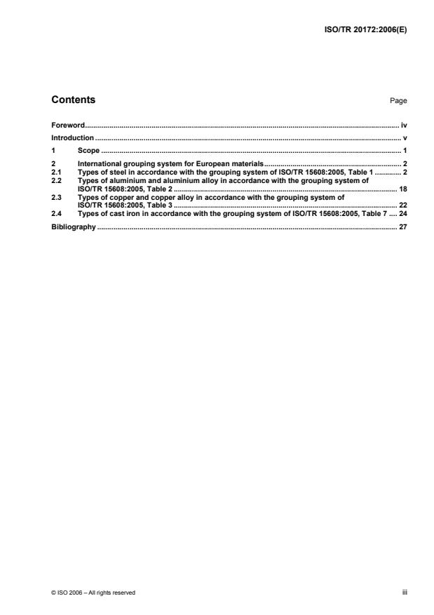 ISO/TR 20172:2006 - Welding -- Grouping systems for materials -- European materials
