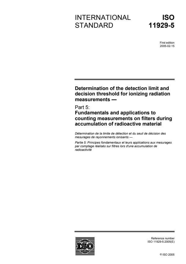 ISO 11929-5:2005 - Determination of the detection limit and decision threshold for ionizing radiation measurements