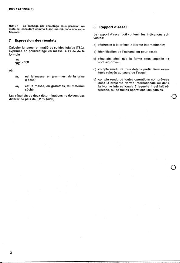 ISO 124:1992 ISO 124:1992 - Latex de caoutchouc -- Détermination des matieres solides totales - Page 4 preview