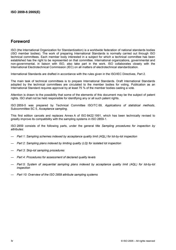 ISO 2859-5:2005 ISO 2859-5:2005 - Sampling procedures for inspection by attributes - Page 4 preview