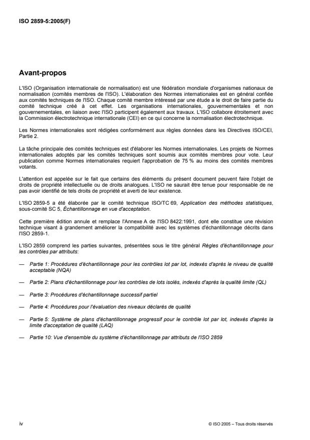 ISO 2859-5:2005 ISO 2859-5:2005 - Regles d'échantillonnage pour les contrôles par attributs - Page 4 preview
